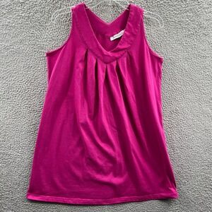 Roamans Womens Sleeveless Top S Pleated Neck Minimalist Casual Flowy Relaxed